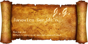 Janovics Gerjén névjegykártya